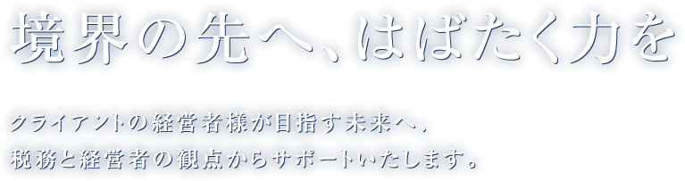 境界の先へはばたく力をクライアントの経営者様が目指す未来へ税務と経営者の観点からサポートいたします